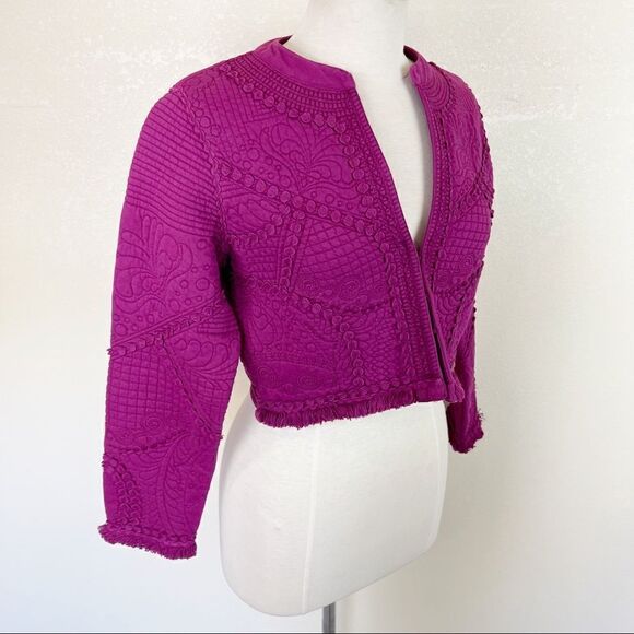 Soft Surroundings Purple Crop Boho Tassel Jacket Coat Size XS - Picture 4 of 7